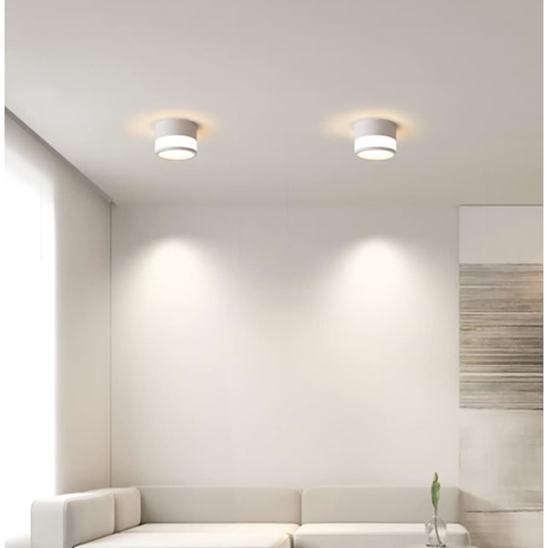 LED moderne veranda værelse Loftslys Gang Loftslampe Akryl skærm 8W Tre-farvet lys D10*H7.5CM, Hvid White