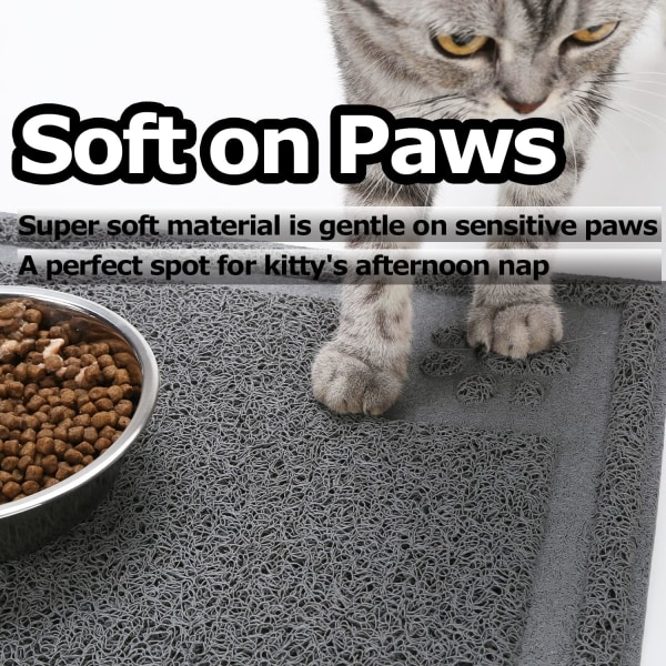 Kattsandsmatta, stor 60 × 40 cm slitstark halkfri kattsandsmatta, vattentät ströfångstmatta, matningsmatta för katthundar S