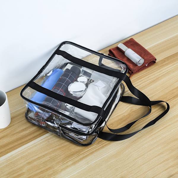 Genomskinlig necessär, transparent kosmetika sminkborstar tote väska, PVC dragkedja rese strand arrangör väska för män kvinnor resa affärs badrum