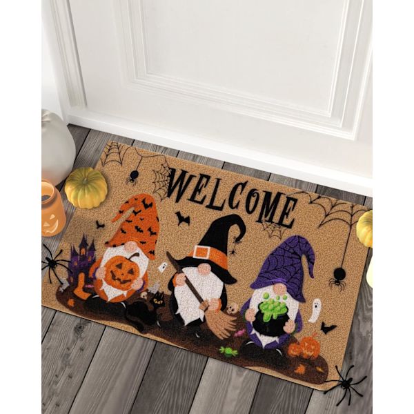 Halloween Välkommen Dörrmatta  Hälsning Entrématta Skandinavisk Dvärg med Jack O'Lantern Häxans Brygd Golvmatta 50 x 80 CM