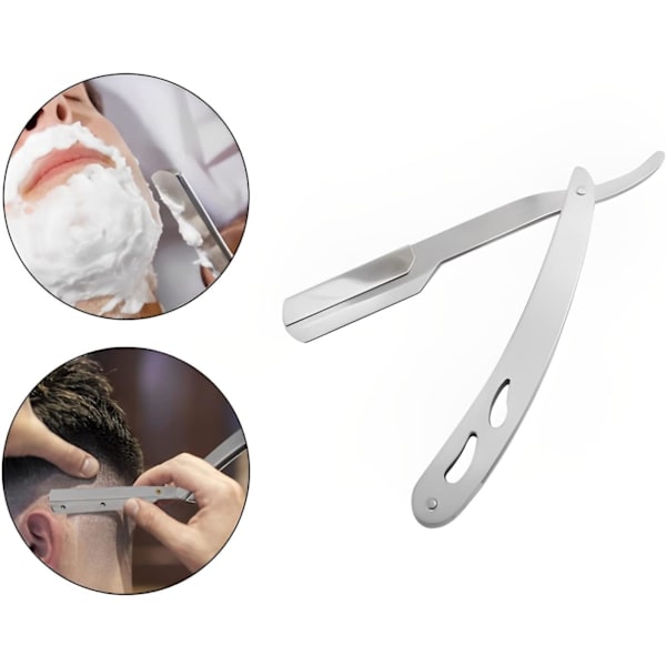 1 stk Matt Sølv Rett Kant Barberkniv Profesjonell Skjærekniv Mustasje Skjegg Barberkniv