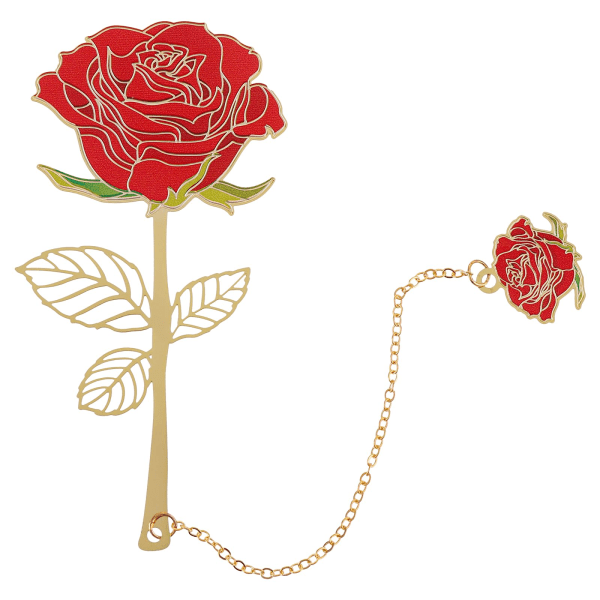 Punainen ruusu kirjanmerkki kukkariipuksella, metallinen kirjasivuteline lukemisen ystäville, ainutlaatuiset lahjat kirjanmerkit