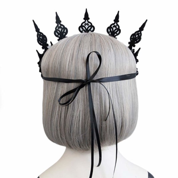 Halloween Ros Krona Hårband, Gotisk Halloween Blomster Hårband Witcher Makeup Hårtillbehör för Halloween Dansfest Cosplay-Svart