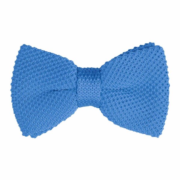 Herr Pre-knuten fluga Justerbar hals Solid Color Stickad fluga sky blue