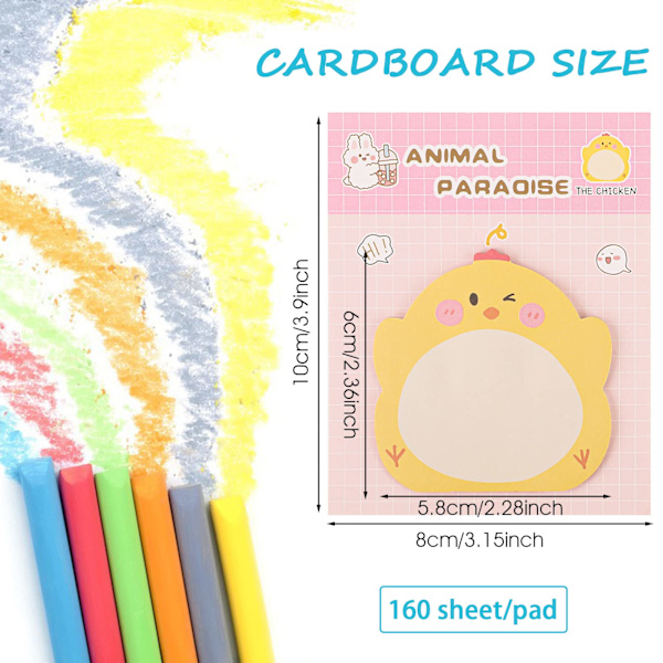 Sødt Dyre Sticky Notes, 8 Pak Kawaii Dyre Selvklistrende Noter Tegneserie Markører Flag Søde Former Selvklistrende Memo