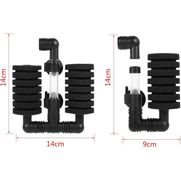 Sugekopp biologisk dobbeltsvampfilter for akvarium fisktank fisktank 2 typer (enkelt hode filter)