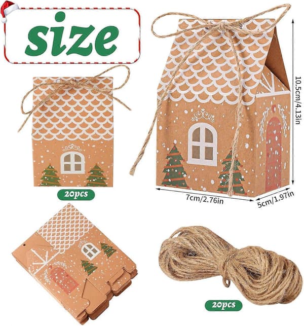 20 st Julklappsaskar, Juldekoration Kraftpapper Presentask, Liten Julklappsask för Presentinslagning Godis
