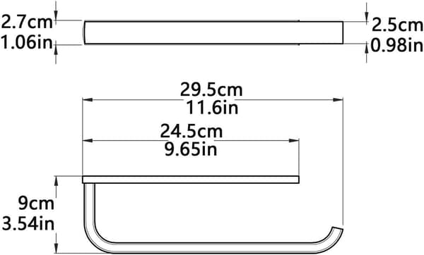 Håndkleholder i messing, krom, 29,5 cm / 12 tommer