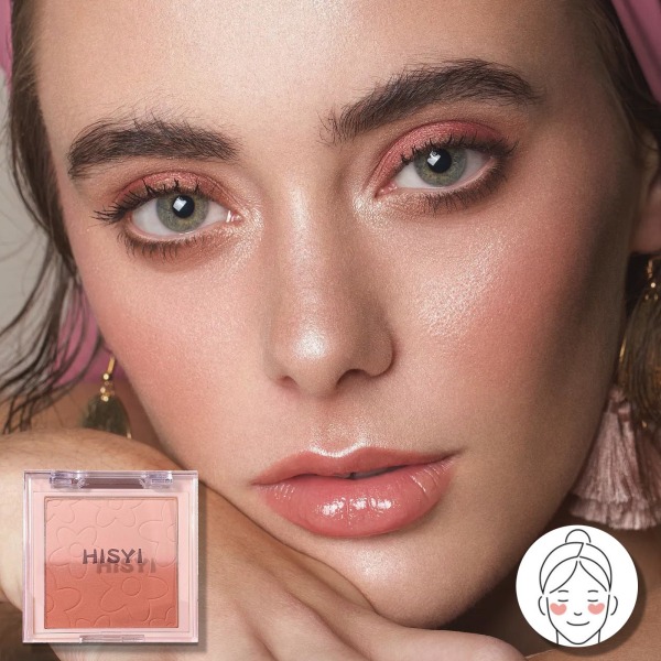 Blushers til kinder Makeup, Blush Palette Blusher Powder, Pink Peach Gradient Mat Naturlig Langvarig Brighten Light Pink