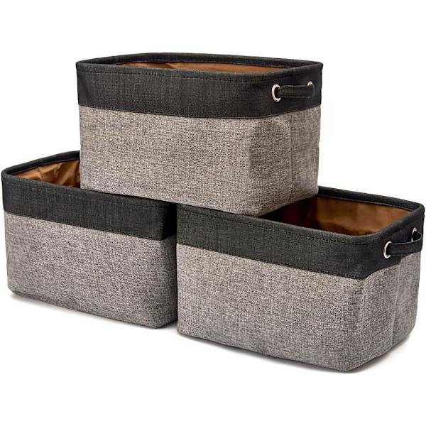 3 stk. Canvas opbevaringskurv Black,gray