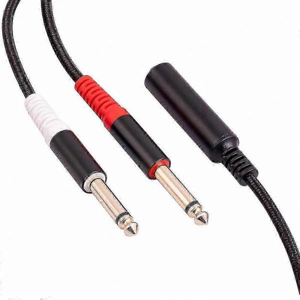 Dobbelt 6,35 mm han til 1/4\" stereo hun Y-splitter adapterkabel