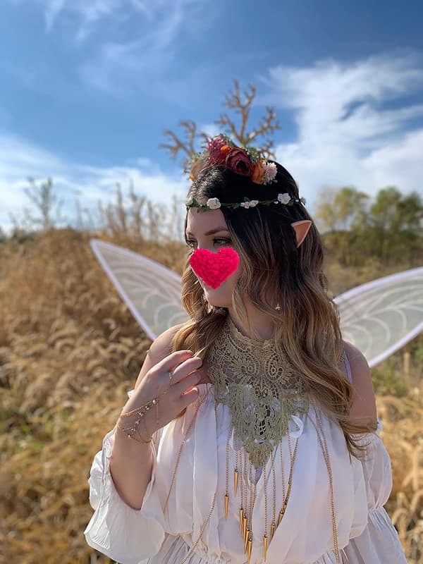 Hodebånd med hjortegevir og blomster, blomsterhodeband for cosplay-kostymefest