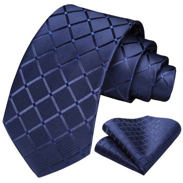 Extra lång randig slips med fyrkantig set slipsar för män
