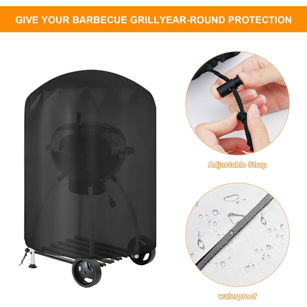 Pyöreä ulkogrillin suojus, grilli suojus BBQ suojapeite, 210D Oxford ulkogrillin suojus suoja 77x72 cm 71*68cm