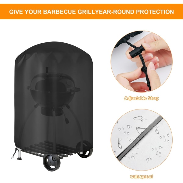 Rund grillöverdrag för utomhusbruk, grillöverdrag BBQ skyddande presenning, 210D Oxford utomhus grillöverdrag skydd 71x68 cm 77*58cm