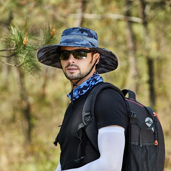 Udendørs bredskygget solhat, sammenklappelig unisex hat, rejsehat fiskeri jagt vandring åndbar kasket Gray