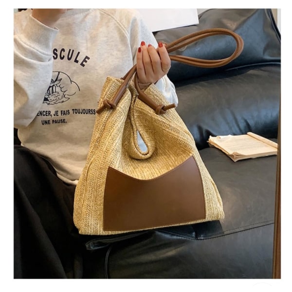 Shoulder Bag Women Retro Woven Shoulder Bag Casual Large Capacity Tote Bag