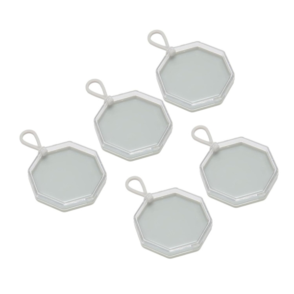 5 stk. Pudderdåse Opbevaringsboks Etui Transparent Plastik Organizer Beholder til Håndværk, Smykker og Ure med Nem Åbning, Grå