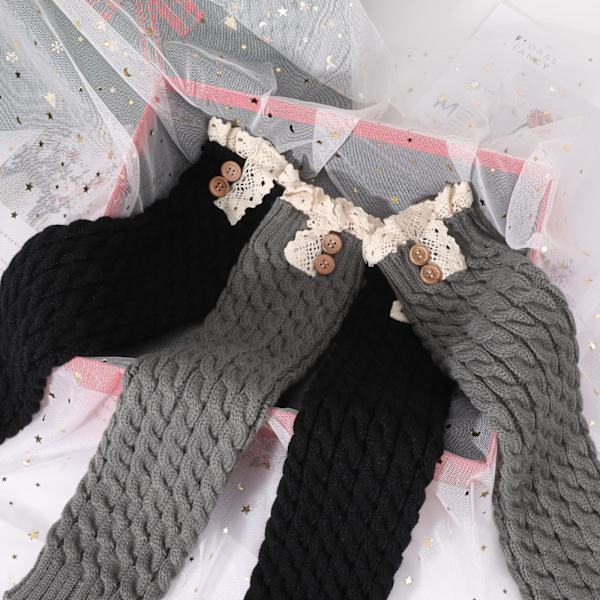 2 paria säärenlämmittimiä, urheilujooga säärenlämmittimiä talvisaappaiden mansettilämmitin lahja naisille, tytöille（40~42）+2CM Black