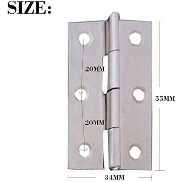 10 stk. rustfrit stål hjem møbel hardware dørhængsel lang 55 mm x 34 mm Odipie