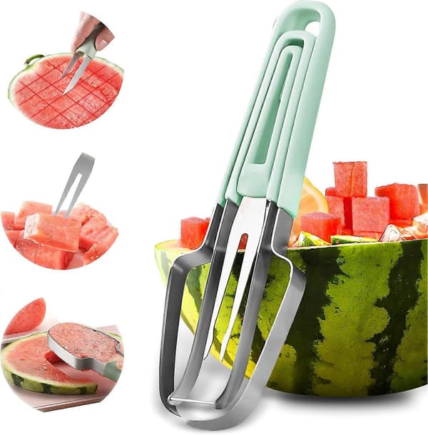 Vannmelonskærer - 3-i-1 Gaffelkutter & Isproduksjon, Multi Melon Kutter