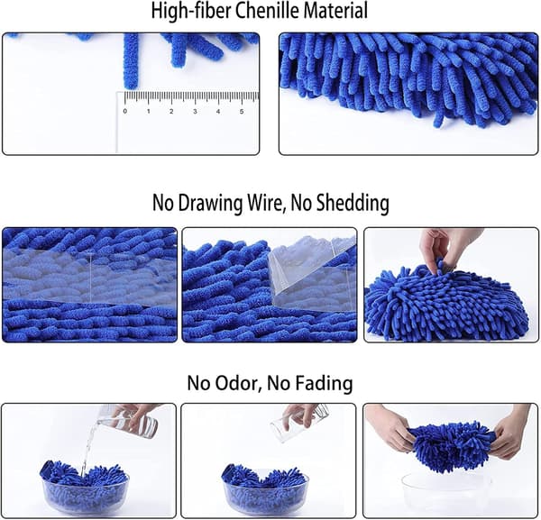 Mikrofiber Chenille Biltvätt Handskar, 2st Chenille Rengöringshandskar, Biltvätt Kit Handskar