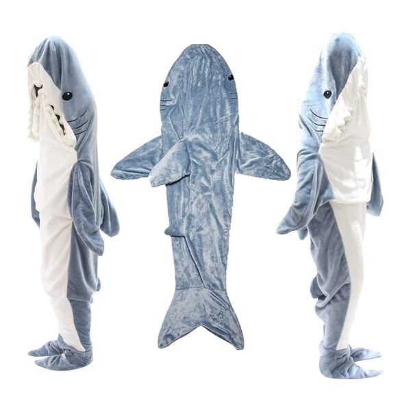Ny Shark Blanket Vuxen - Bärbar Shark Blanket Super Soft Mysig Flanell Luvtröja - Shark Onesie Filt - Shark Sovsäck - Presenter, 140 cm/55 tum