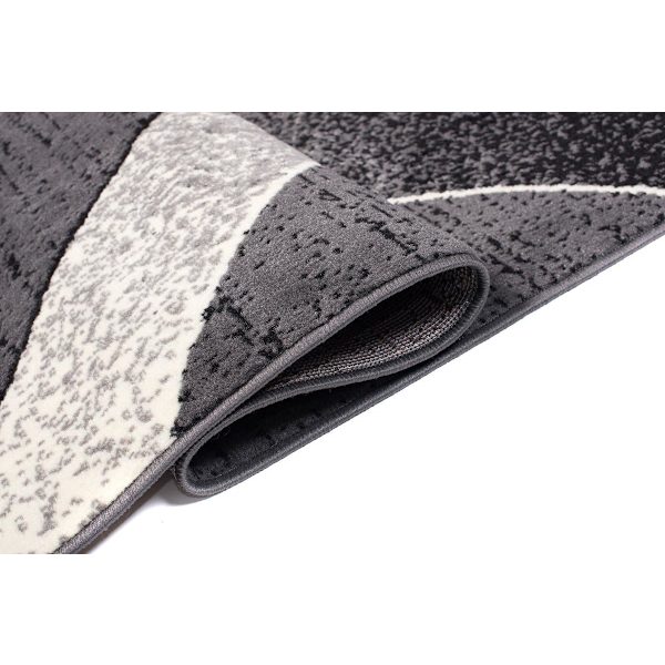 Mattan Vardagsrum Sovrum Modern Kort Lugg  Vågor Hållbar Matta Storlek - 80 x 120 cm (svart) Black white