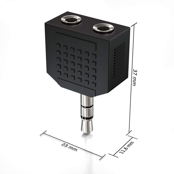 2X 3,5 mm Jack Stereo Adapter, Audio Splitter 1x 3,5 mm Jack Socket til 2X 3,5 mm Jack Socket Audio Jack Splitter