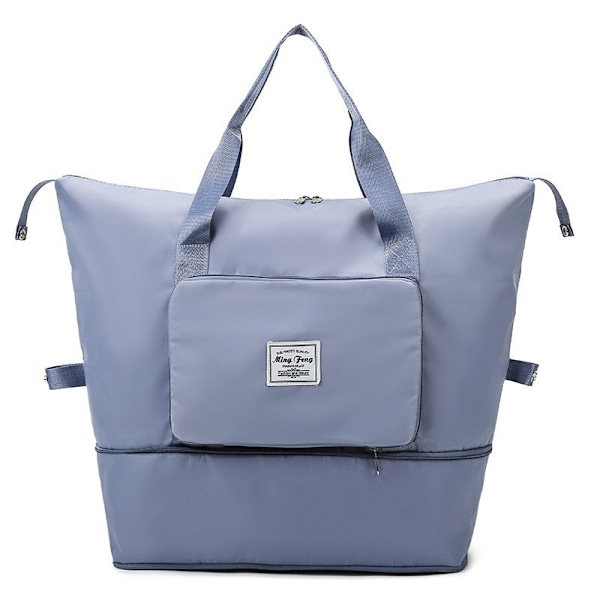 Sammenfoldelig rejseduffel taske, stor kapacitet sammenfoldelig sports taske, let vandtæt taske holdall tote carry on håndbagage（Blå） Blue
