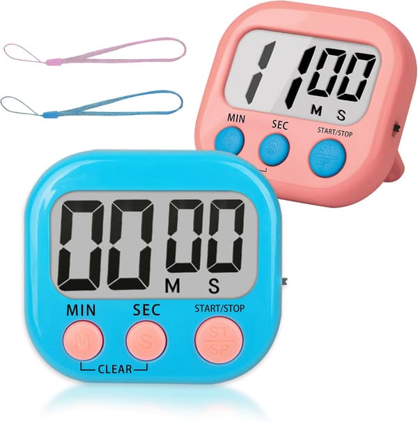 Klassrumstimer för barn och lärare, 2-pack digitala timrar, blå+rosa
