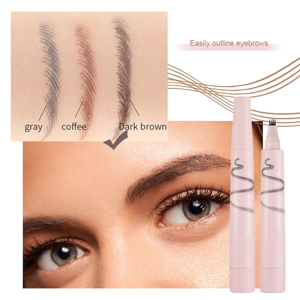Ögonbrynspenna Mörkbrun - Vattentät ögonbrynspenna - Makeup Brow Penna för kvinnor - Naturligt utseende Långvarig skönhet Kosmetisk nyansverktyg