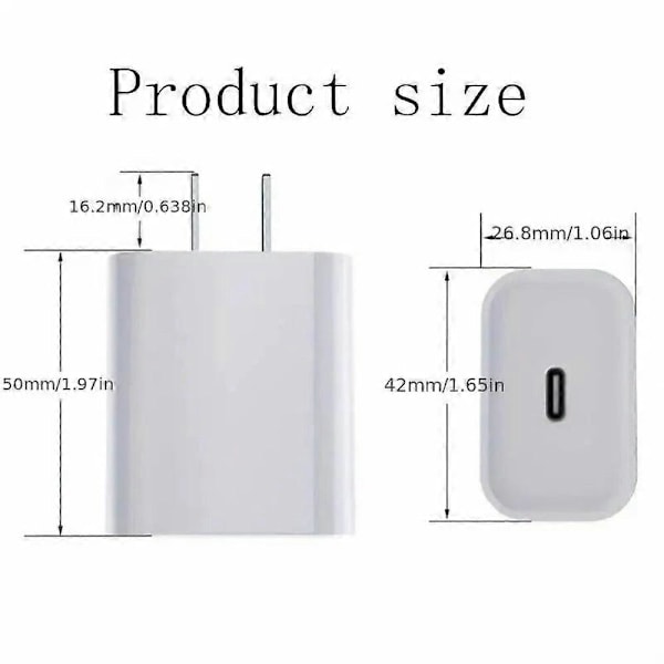 20W USB-C Hurtiglader med Type-C til Type-C Kabel, EU Plugg