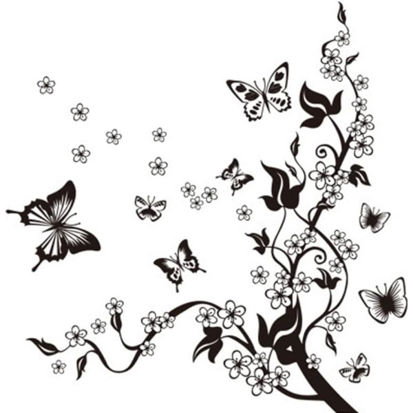 Sommerfugl og blomster Veggklistremerke Veggbilde Engelsk Motto Bokstaver Dekorativt veggklistremerke