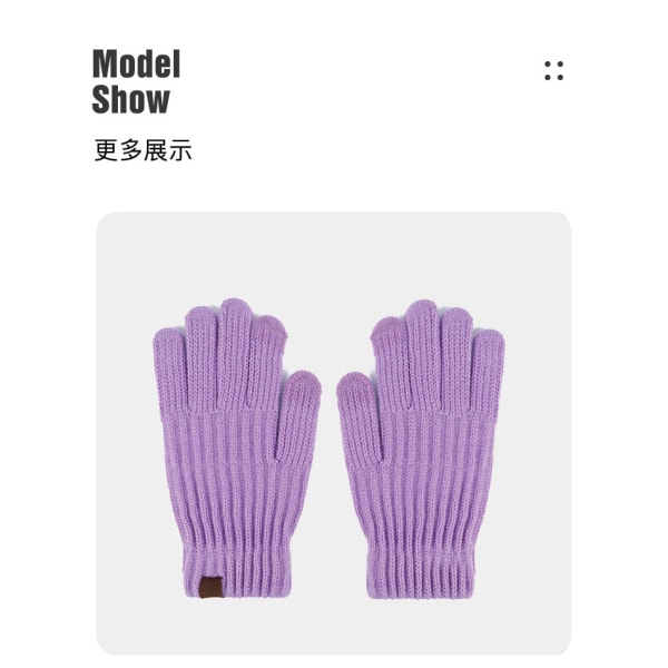 Kvinders vinterhue Tørklædehandsker sæt 3 stykker strikket hue varmere tørklæde varm strikket beanie uldhat purple