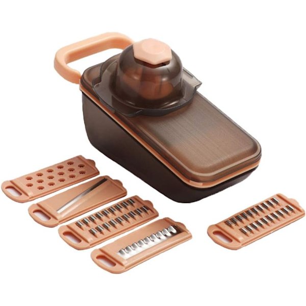 Rivjärn Slicer Grönsak/ost Slicer Mat Slicer Cutter 5-i-1 för Prep Multi-Funktion Kökshjälp Hackare Skalare med Handskydd-röd