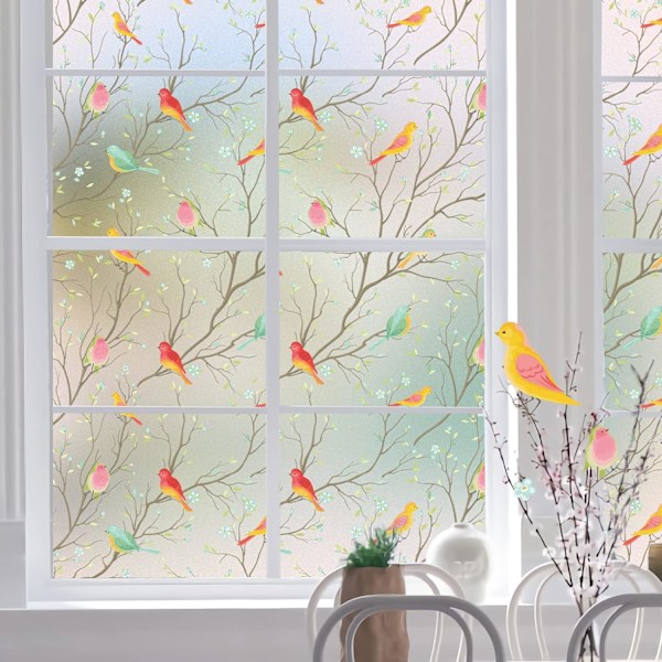 Stained Glass Window Film Privacy: Frosted Film for Glass Windows Self Adhesive Opaque Decorative Bird Patterned Vinyl Privacy Films 44 * 200cm