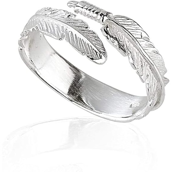 Silver Angel Wing Feather Justerbar Ring