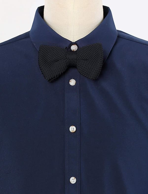 Mænds Forbundne Butterfly Justerbar Hals Solid Farve Strikket Butterfly Black