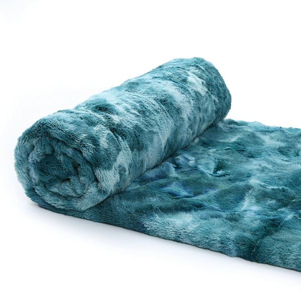 Pehmeä viltti tekoturkis - päiväpeite turkislook, konepestävä blue