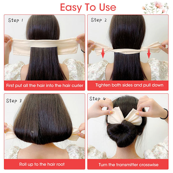 5 kpl Deft Lazy Hair Curler Bun Maker -setti, rusetti-koristeelliset hiuslisäkkeet, muodikkaat ranskalaiset nutturahiusnauhat, kierteinen kampausmuotoilija