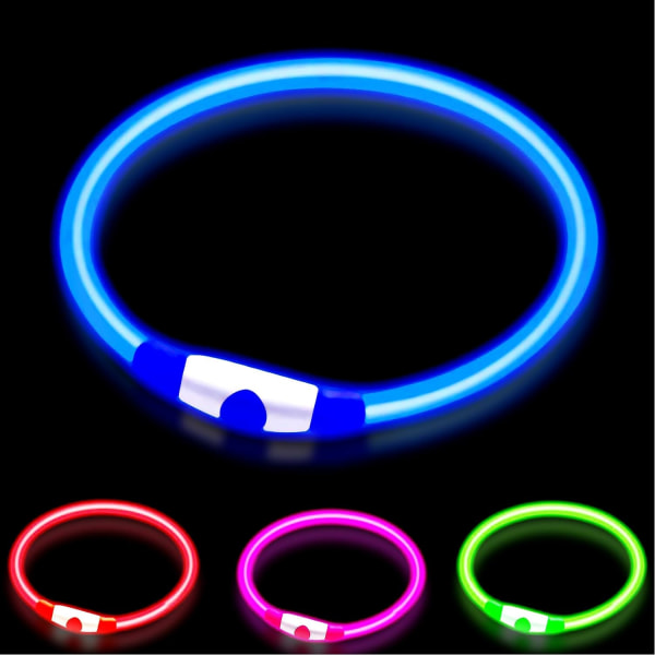 LED-hundhalsband, Glow Light-halsband för hundar, Ultra Bright USB -uppladdningsbart snitt för att passa alla storlekar - Ökad synlighet och säkerhet för dina husdjur (blå) Blue
