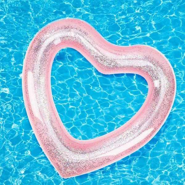 Oppustelige svømmeringe, 120 cm i diameter hjerteformet sommer svømmebassin flydering, oppustelige pool flyder liggestole Rør vandlegetøj