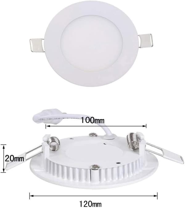 10 stk 6W innfelt downlight LED kald hvit 6000K slank panel rund LED ultra flat