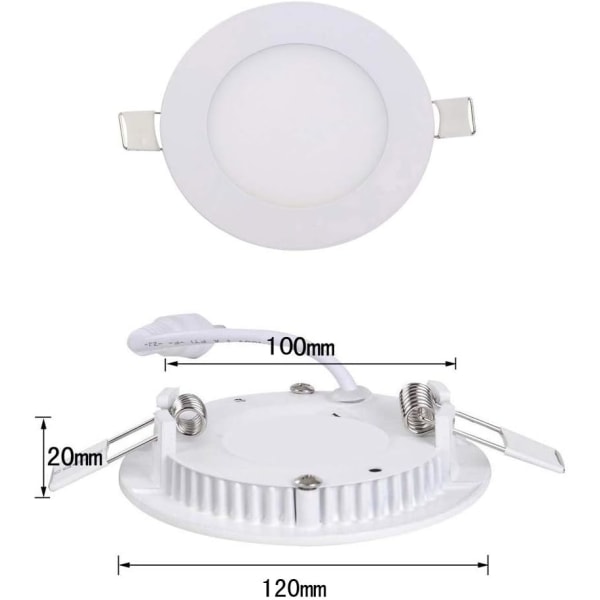 Fellede LED Downlight 10stk 6W Varm Hvit 3000K Ultra Tynn Rund Panel Ultra Flat Downlight