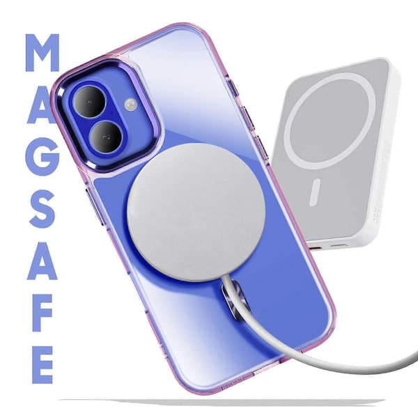 Case MagSafe til iPhone 16 Bagside Krystal Farve, Lilla purple