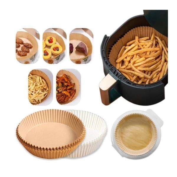 100 st engångsformar i bakplåtspapper för Air Fryer - Airfryer Liners brown