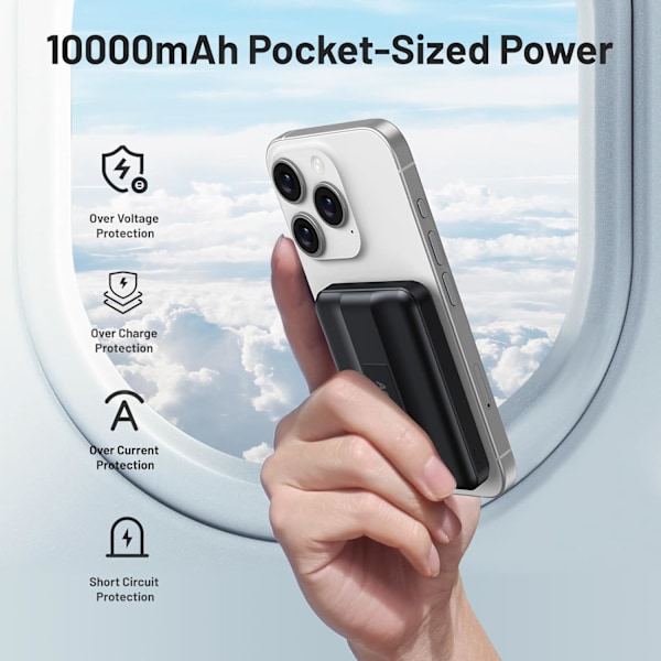 Powerbank 8000mAh, Magnetisk Eksternt Batteri, Trådløs Bærbar Oplader Hurtig Opladning PD 22.5W LED Display USB-C Powerbank til iPhone 15/14/13/12/Pro
