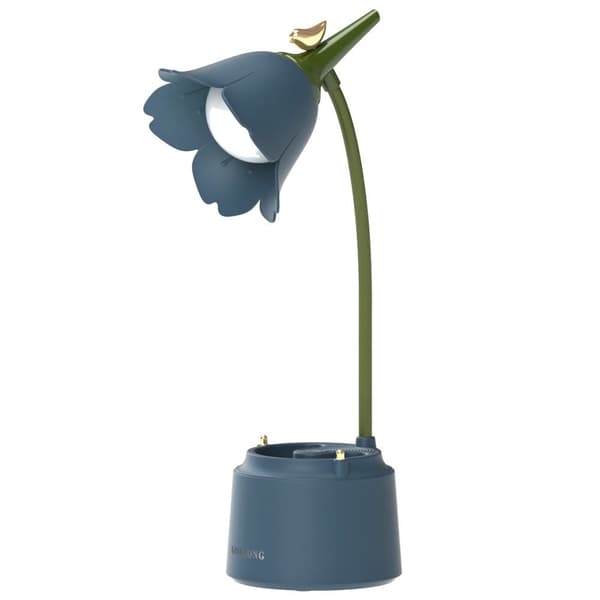 LED Børne Skrivebordslampe, Blomster Bordlampe, Læselampe med Justerbart Lys og Touch Sensor (Blå) Blue