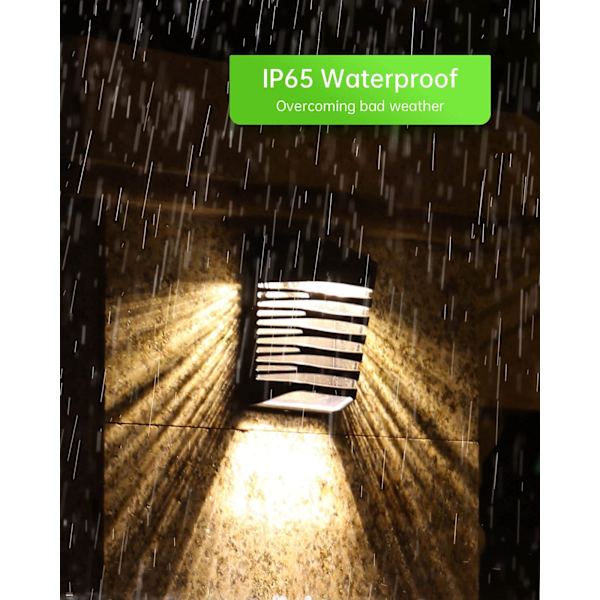 Solcellslampor utomhus - Vattentäta LED-solcellslampor utomhus med dubbla lägen - Dekorativa vägglampor för uteplats/gård/uppfart/pool/veranda (1-pack)